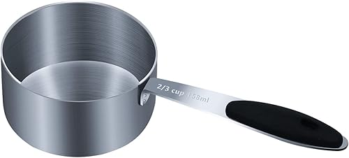 Vista 26 de 1 taza medidora individual de 3/4 tazas (6.0 fl oz, 6 onzas) con agarre de silicona negra, cucharada individual de acero inoxidable