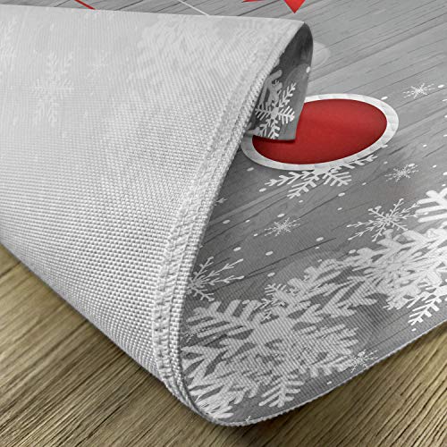 Ambesonne Christmas Place Mats Set Of 4, Traditional Celebration Theme Pendant Stars Baubles Ornate Snowflakes, Washable Fabric Placemats For Dining Table, Standard Size, Grey Orange #TOP4