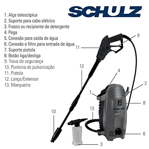 Lavadora De Alta Pressao Por Jato De Agua, Sem Rodas E Lanca Plastico 1350w 220v 50-60hz 65 Bar (max