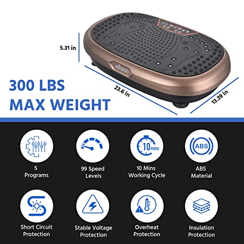 Eilison Vibration Plate Exercise Machine - Whole Body Workout Vibration Fitness Platform W/Loop Bands - Lymphatic Drainage Machine For Shaping,Toning, Wellness, Recovery (Fitpro) #TOP3