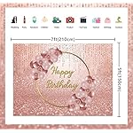 Pink Rose Gold Happy Birthday Backdrop Glitter Rose Gold Floral Balloon Bokeh Photography Background Girls Lady Sweet 16th 21th 30th Birthday Party Cake Table Photo Props 7x5FT - Image 5
