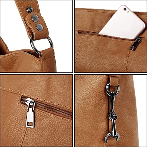 Image of YALUXE Women's Real Leather Shoulder Bags Hobo Handbag Purse Crossbody Bag