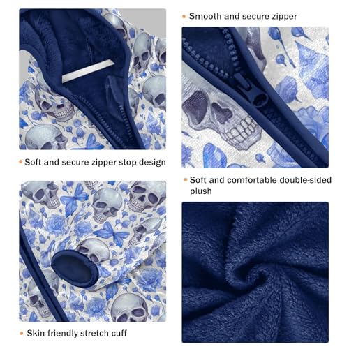 Skull Boys Fleece Coat,Children's Zip-Up Hoodie Jacket,Baby Warm Fashion Outerwear 3-10T,A1133043