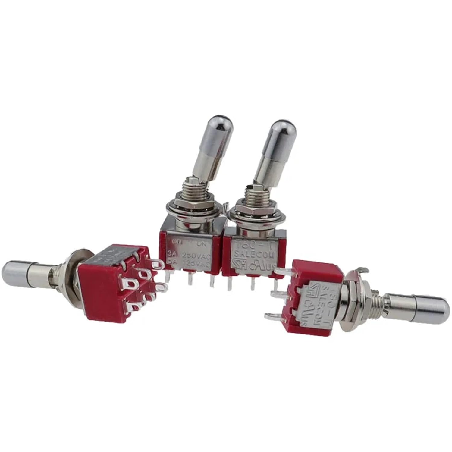 1pc SH T80-T Round Top Anti-mishandling Locking Lever 6.35mm Panel Mount Toggle Switch 3Pins 6Pins 2/3 Positions ON Off ON(3Pins ON Off ON)