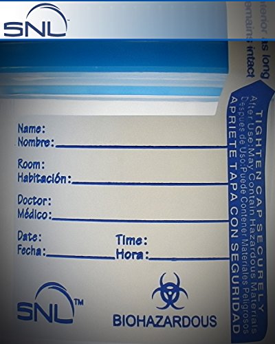 Snl Quality Sterile Specimen Cups [3Oz/90Ml - 5 Pack], Screw-On Lid With Double Tamper Evident Seals, Blue Cover #TOP3