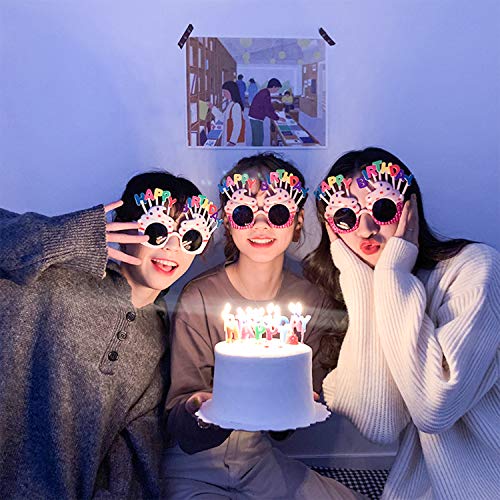image for Davinqi 2 Pack Happy Birthday Party Sunglasses - Number Crystal Frame,