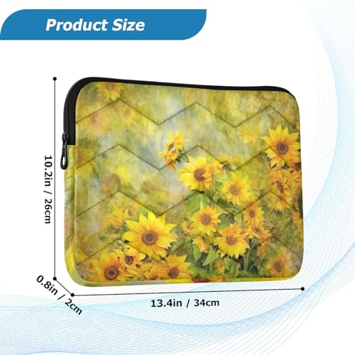 Funda para portátil 13-14 pulgadas en amarillo con girasoles miniatura 3