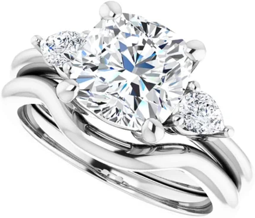 3 Carat Cushion Cut Engagement Ring Solitaire Moissanite Ring Promise Gifts for Her Moissanite Three Stone Wedding Ring