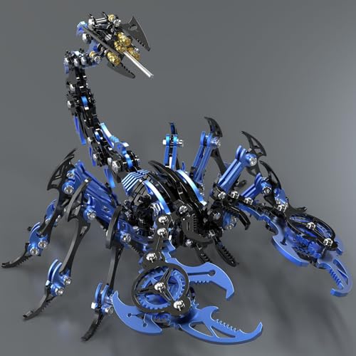 Metalkitor Scorpion 3D Metal Puzzles Kits for Adults Teens – 454 Pcs – Mechanical Assembly Models – 4 Hours to Build – Ideal for Gifts and Decorations (Blue and Black)