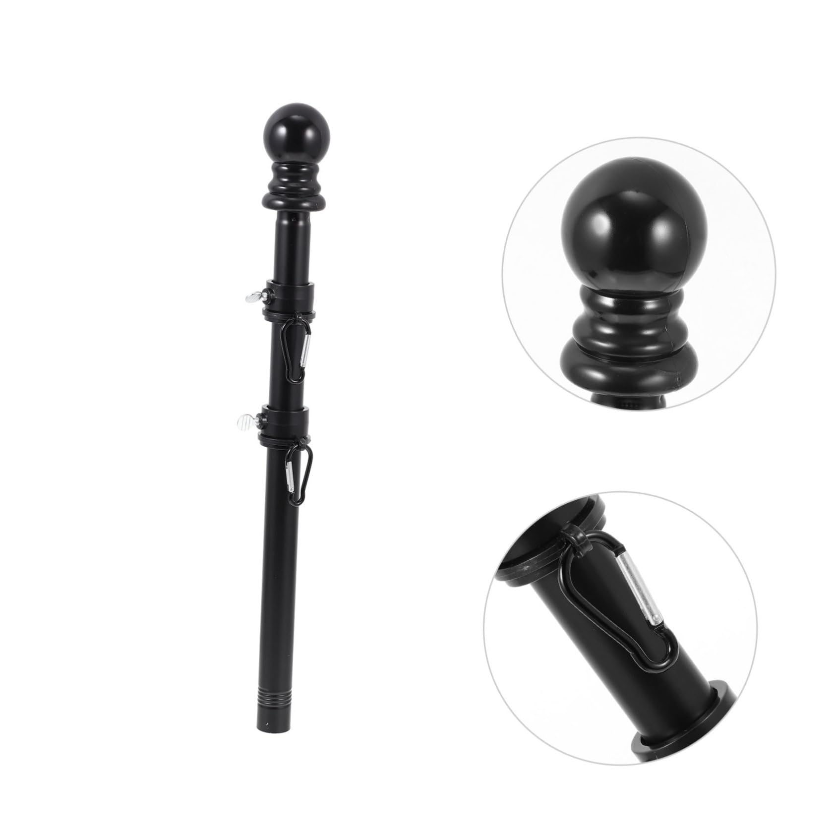 Supporto Bandiera Rotante Nero in Acciaio Inox e Lega | Base e Anelli Inclusi, per Giardino e Esposizione Bandiera, Design Creativo, Facile da Riporre