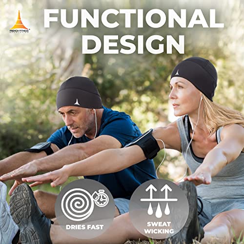 French Fitness Revolution - Skull Cap Helmet Liner Running Beanie - Ultimate Thermal Retention and Performance Moisture Wicking. Fits Under Helmets
