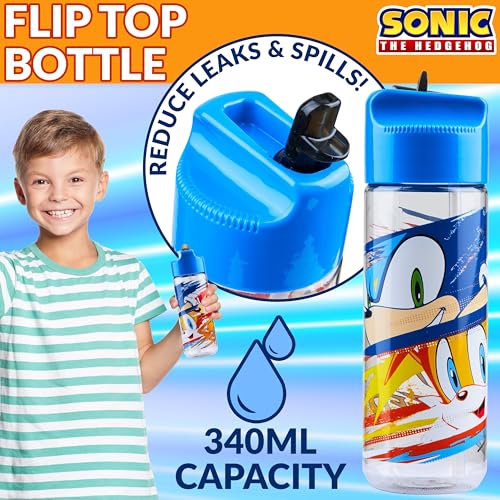 Sonic The Hedgehog Lancheira com compartimentos e garrafa de água para crianças