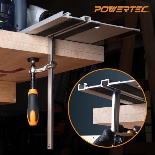 Image of POWERTEC Quick Screw Guide Rail Clamps for BOW XTENDER Fences, MFT Table, Track Saw Guide Rail System, 7 inch Capacity x 2-3 /8 inch Throat Depth, 400lbs Clamping Force (71409) (Pack of 20)