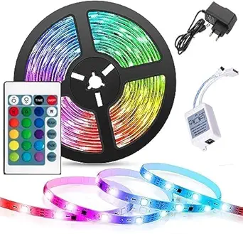 MANSAA RGB Light Strip | 18 Months Warranty | 4 Meter, 150 LEDs | Strip Lights for Home Decoration, Led Strip Lights for Ceiling, RGB Light, Strip Light with Remote Control & Direct Plug (Multicolor)