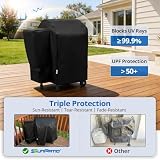 SunPatio Outdoor Heavy Duty Waterproof Grill Cover for Traeger 20 Series Wood Pellet Grill and Smoker, Junior, Tailgater and More, Full Length Barbecue Grill Cover, All Weather Protection, Black