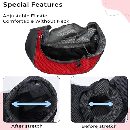 Image of Kraptick Pet Sling Carrier, Pet Carrier Bag for Shitzu Puppy, Cat, Rabbit with Comfortable Adjustable Pouch Single Shoulder Carry Tote Handbag for Pets (Large, Red)