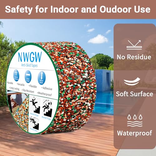 Image of Heavy Duty Anti Slip Tape 2 inch x15FT - Red Grit Rubber Grip Tape for Stairs, Showers, Pool & Bathroom Safety Waterproof Non-Slip Traction Strips Indoor /Outdoor Use
