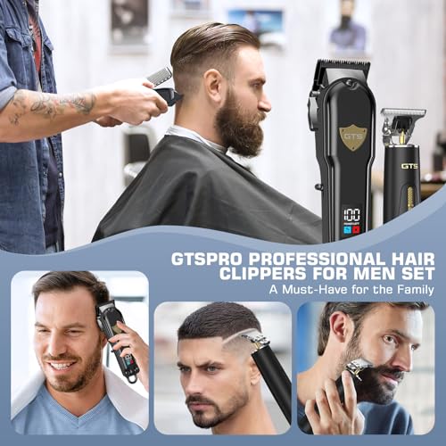 GTSPro Hair Clippers for Men, Clippers and Trimmers Set, Barber Clippers, Electric Hair Trimmer with Box, Gifts for Men Black - Thumbnail 5
