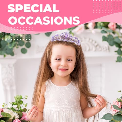 Birthday Tiara and Crown with Sash for Women, Hair Accessories for Wedding Party Costume (C- Purple)