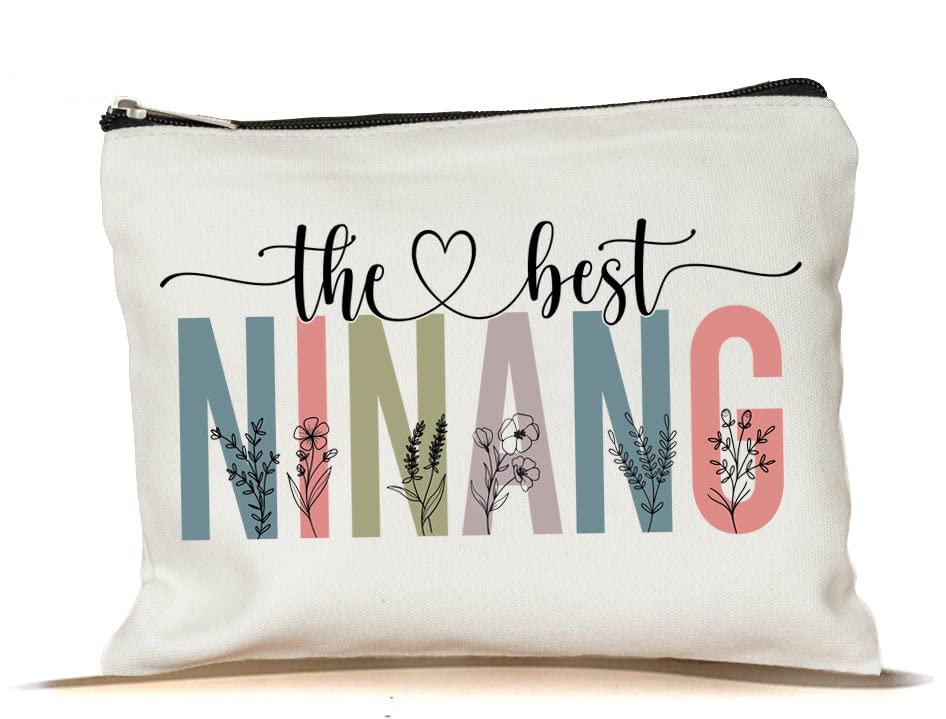 PTDShops The Best Ninang Makeup Bag - Mothers Day Makeup Bag - Cute Ninang Cosmetic Bag - Gift Birthday Ninang Makeup Bag - Best Ninang Cosmetic Bag -