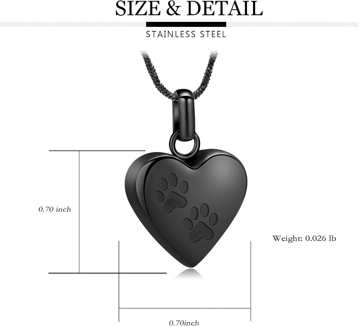 Imrsanl Pet Cremation Jewelry for Ashes Necklace Stainless Steel Paw Print Heart Urn Necklaces for Women Men Memorial Keepsake Jewelry