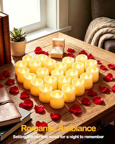 Image of Gmnee 24Pcs Tea Lights Battery Operated, 200+Hours Small LED Candles | Flameless Tealights Candles for Christmas, Wedding, Party, and Halloween Decoration (Battery Included)