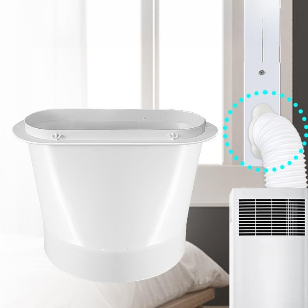 Juego de manguera de aire acondicionado de 5,9 pulgadas, para oficina y hogar, color blanco, 15 cm de diámetro, conector plano y rejilla de protección contra insectos de ABS para acondicionadores de