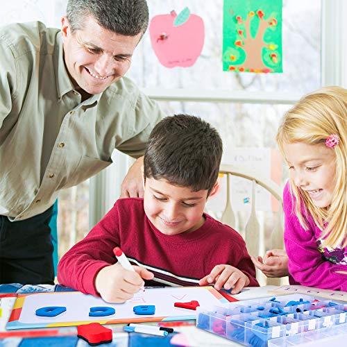 Hautton Magnetische Buchstaben und Zahlen, Magnetbuchstaben ABC Alphabet Set mit Symbolen, Magnettafel, Stifte und Löschschwamm，Lernspielzeug Geschenk Set für Kinder ab 3 Jahre Schaumstoff 244 Stück