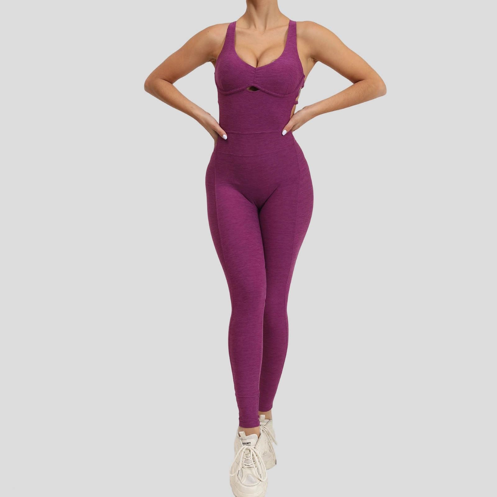 Generisch Combinaison d'entraînement sans couture avec soutien-gorge intégré et design à volants pour le yoga et le fitness