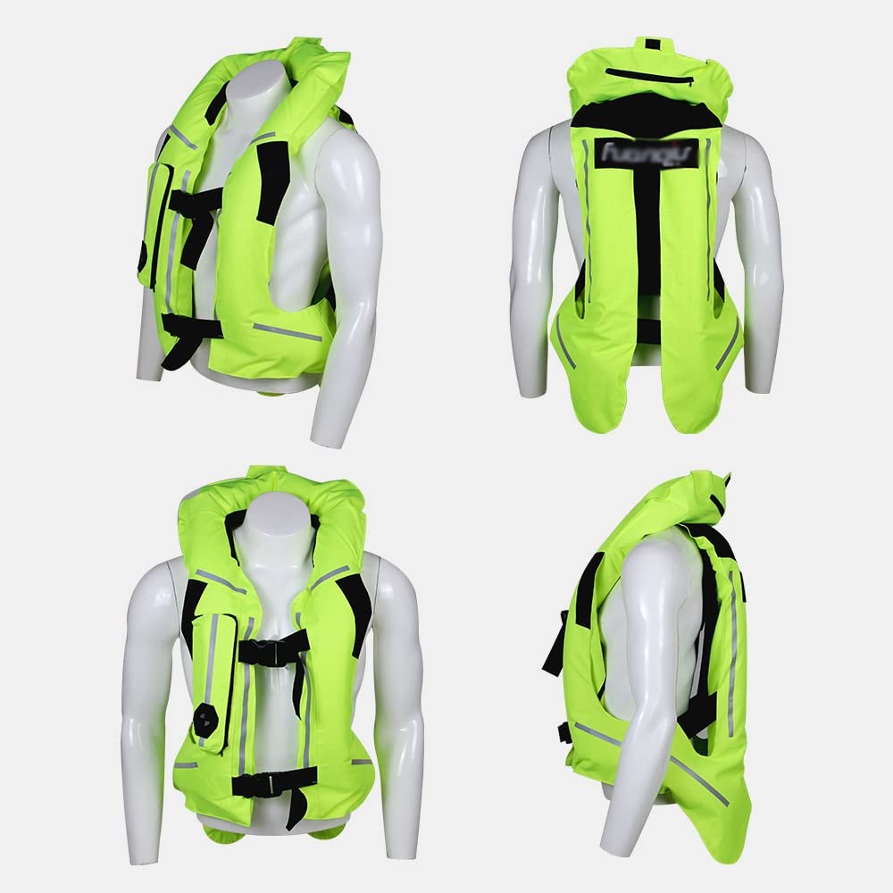 Motorrad Airbag Weste, Airbag Weste Motorrad für Herren Damen, mit Reflexstreifen, Airbag Weste Motorrad Jacken für Motorradfahrer und Reiten (Farbe : Grün, Größe : XL)