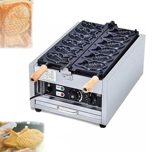 ZenHailure Gofrera Eléctrica En Forma De Pez Taiyaki 3000w,Diseño Antiadherente Y Acero Inoxidable,Control De Temperatura Ajustable para Uso Doméstico Y Comercial