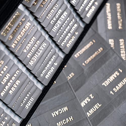 Image of UPAFEXXI-Leather Bible Tabs for Women and Men, Gold Foil Lettering | Large Print Stickers, Easy to Read and Apply, 80 Chapters Labels for Easy Navigation(Cement Grey)