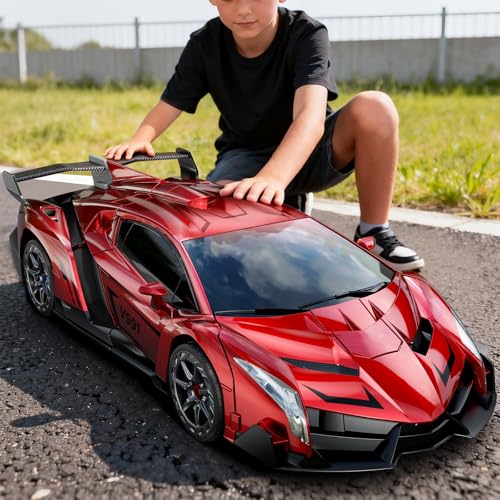 Image of V991 2-in-1 Transform Robot RC Car, 1:10 Large Transform Toys Remote Control Car with Gesture Sensing, One-Key Deformation, LED Lights & Sound Effects, Cool Toy Gift for Boys and Girls 4-6 7 8 9(Red)