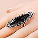 Black Retro Marcasite Rings for Women, 925 Silver Plated Fashion Cocktail Statement Rings Costume Vintage Crystal Big Onyx Stone Rings Turkish Style Black Gemstone Jewelry for Her Size 9#