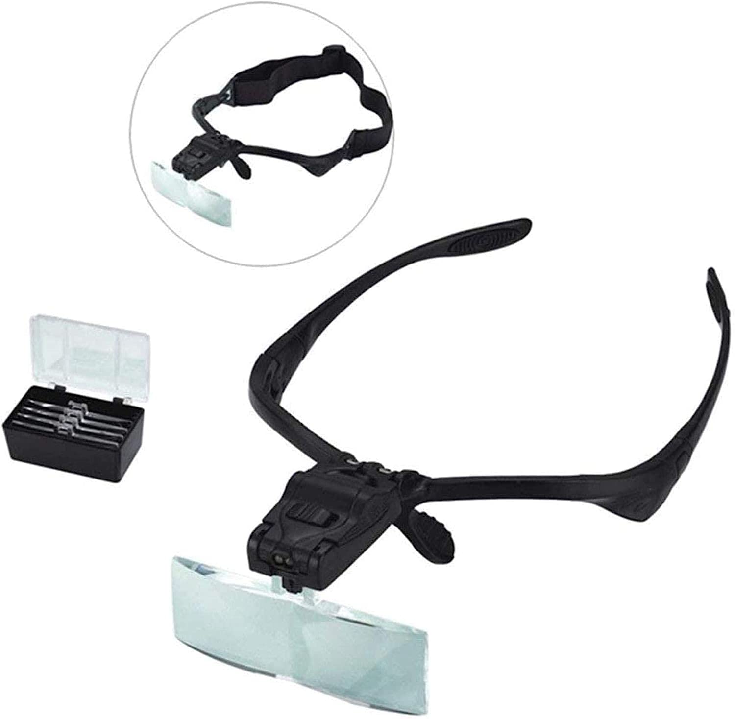 Kopfvergrößerungsbrille, Freihändig, Mit Led-Lampe, 5 Hd-Linsen (1X, 1,5X, 2X, 2,5X, 3,5X), Lesebrille, Für Zeitungen, Löten, Handarbeiten, Reparaturen Und Wartungsarbeiten.