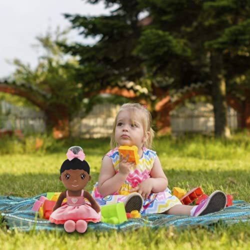 Maxshop Plush Dolls 17'' First Baby Doll For Kids Super Soft Plush Toy Gift (Pink Dress Black Doll) #TOP5