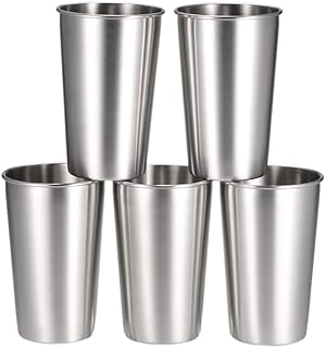Anself 5PCS Tasses Gobelet Bière En Acier Inoxydable Pinte Refroidisseur Tasses Partie Camping Pique-Nique Jus Tasse Résistance à la Chute