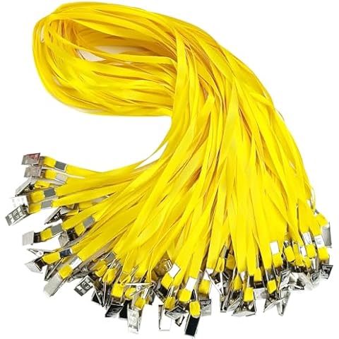 100 Packs Lanyards for ID Badges,Lanyards with Flat Badge for Name Tag Lanyard ID Holder (100, Yellow) Cover