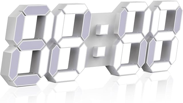 3D LED Digital Wall Clock 15 Remote Control Timer Nightlight Alarm Clock for Warehouse Office Home Living Room,12/24 Hour Display, Brightness to Adjust, Snooze, Thermometer, Wall Mount