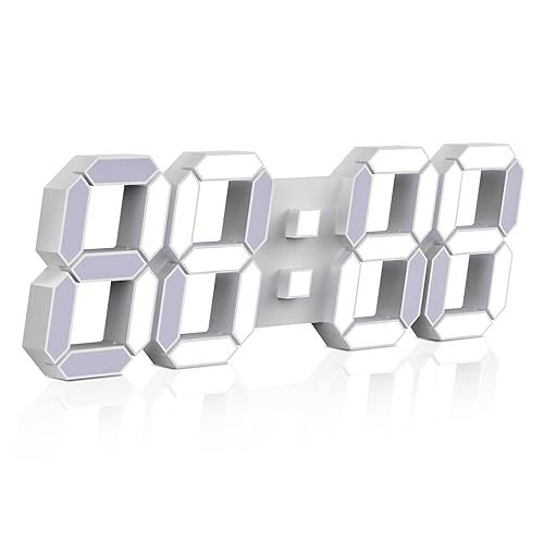 EDUP HOME 15" 3D LED Digital Wall Clock, Large Decor Wall Clock, 12/24H, Time/Date/Temperature Display, Adjust Brightness, Easy Read Time,for Office/Living Room/Meeting Room/Kitchen