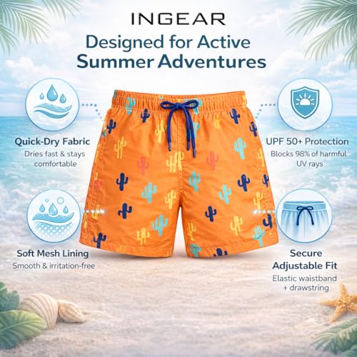 Image of INGEAR Little Boys Quick Dry Beach Board Shorts Kids Swim Trunk Swimsuit Beach Shorts Swim Trunk for Boys