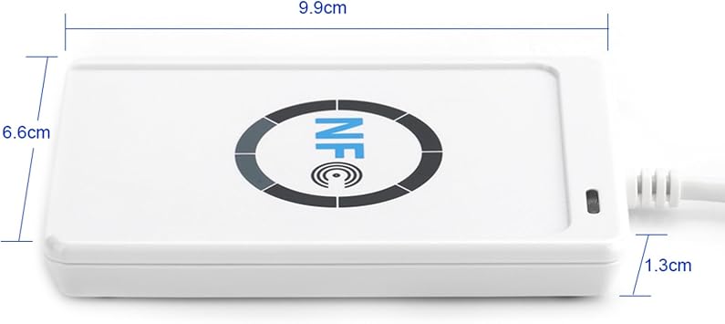 NFC RFID Reader, Contactless Reader Card IC NFC RFID Reader Writer ACR122U ISO 14443A / B + Software for Home Security Office, White