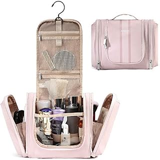 BAGSMART Hanging Toiletry Bag Travel Large Wash Bag Waterproof Cosmetic Bag Makeup Organizer for Women and MenPink