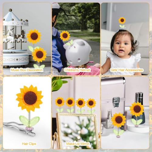 Image of 5Pcs Mini Sunflower for Car Dashboard 2.36 Inches Swinging Sun Flower Car Decor Self-Adhesive Cute Auto Ornaments Removable Auto Interior Accessories for Mirror, Vehicle Gadgets 2025
