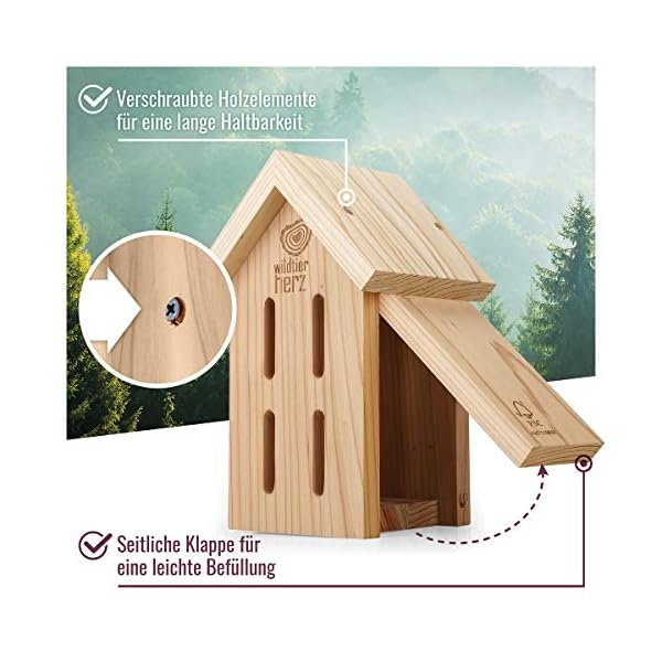 wildtier herz I Schmetterlingshaus - unbehandelt & robust, Insektenhotel Schmetterling aus wetterfestem Massiv-Holz… – Bild 4