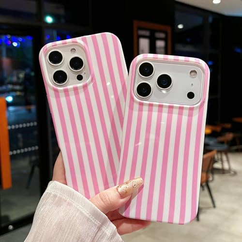 Jmltech for iPhone 17 Pro Max Case Striped Phone Cases Aesthetic Trendy Cute Women Girly Fashion Soft TPU Slim Shockproof Protective Cover Pink Stripes by Jmltech - Used condition - Image 8