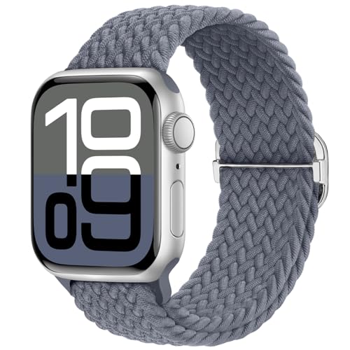 Image of Braided Stretchy Band Compatible with Apple Watch 40mm 41mm 42mm 38mm 44mm 45mm 46mm 49mm Women Men, Breathable Adjustable Nylon Sport Solo Loop Strap for iWatch Series 11 10 9 8 7 6 5 4 3 SE /Ultra 2