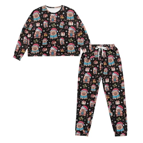 Image of Women's 2 Piece Printed Pajama Set Long Sleeve Sleepwear Set with Long Pants Casual Lounge Sets with Pocket