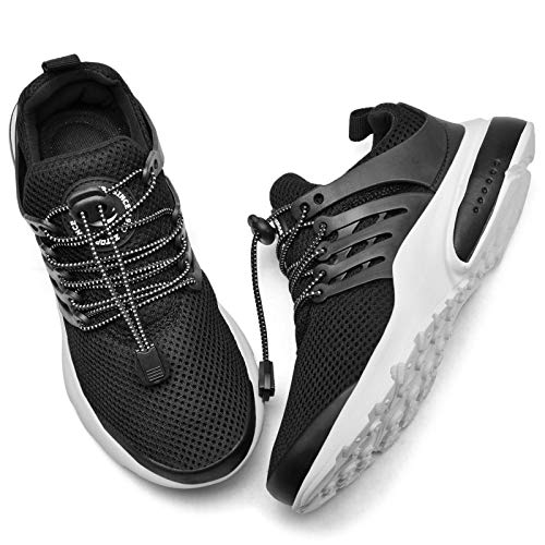 Ziitop Boys Girls Sneakers Kids Running Sports Tennis Athletic Slip On Walking Jogging Shoes Non-Slip Lightweight Breathable Shoes For Little Kids/Big Kids Black thumb #1