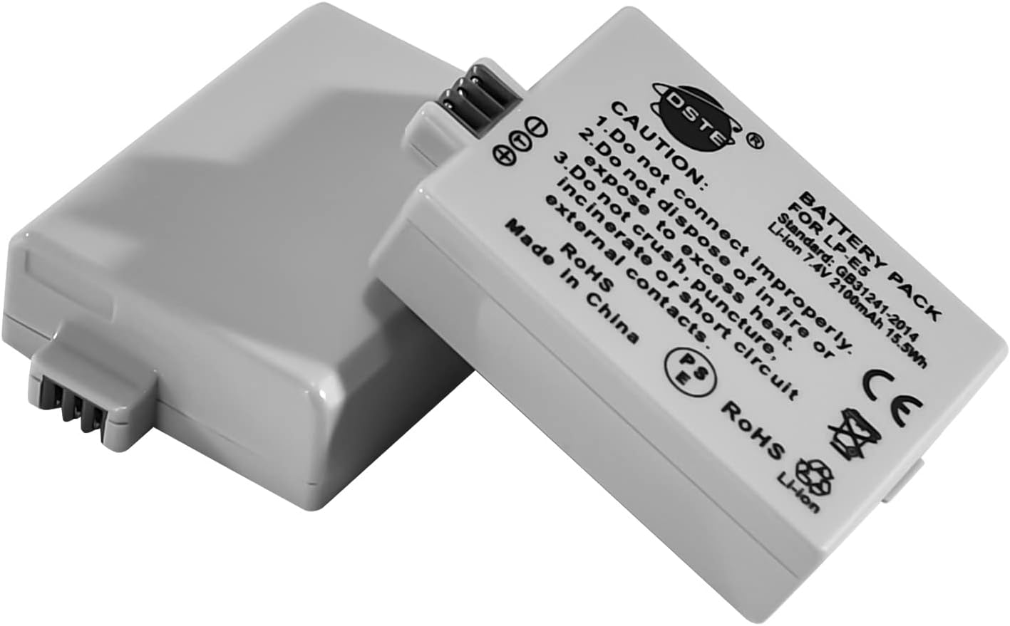 DSTE 2PCS LP-E5 Li-Ion Battery Compatible with Canon EOS 450D, EOS 500D, EOS 1000D, Kiss F, Kiss X2, Kiss X3, Rebel XS, Rebel XSi